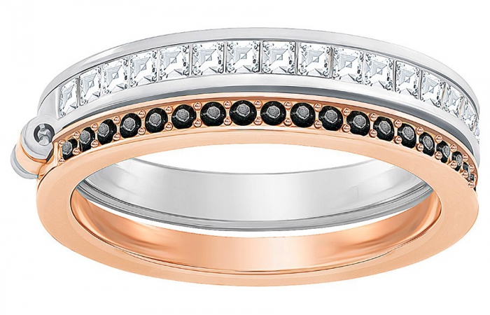 施华洛世奇HINT 双环戒指, 白色, 混搭多种镀层