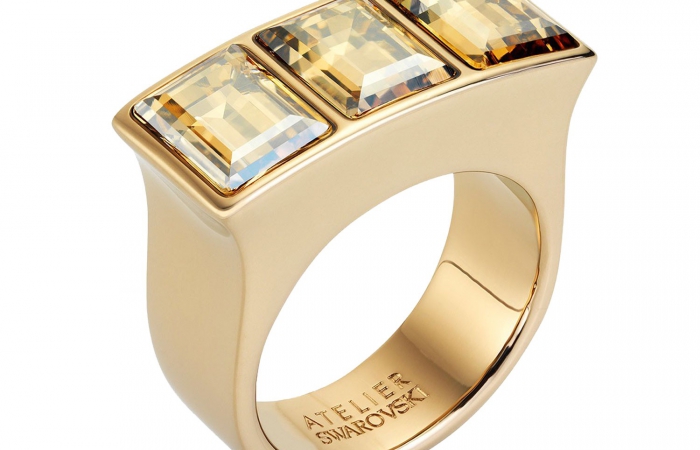 施华洛世奇ATELIER SWAROVSKI FLUID 戒指, 咖啡色, 镀金色