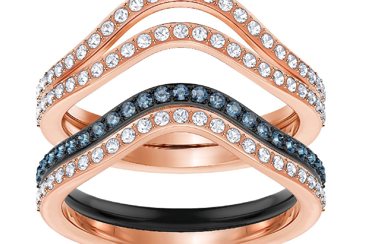 施华洛世奇LEMON 戒指套装, 蓝色, 混搭多种镀层
