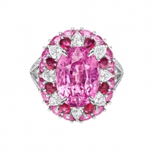 海瑞温斯顿Winston Candy高级珠宝系列粉色蓝宝石配红宝石和钻石戒指