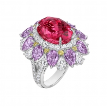 海瑞温斯顿Winston Candy高级珠宝系列红色尖晶石配彩色蓝宝石和钻石戒指