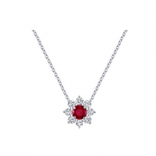海瑞温斯顿SUNFLOWER珠宝系列向阳花卉Sunflower珠宝系列，Petite红宝石钻石链坠