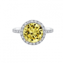 海瑞溫斯頓橢圓形切工黃鉆極細微密釘鑲嵌鉆石戒指
