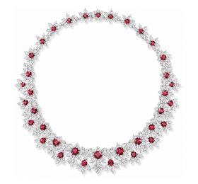 海瑞温斯顿INCREDIBLES高级珠宝系列锦簇镶嵌红宝石钻石项链 项链