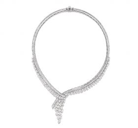 海瑞温斯顿WINSTON CLUSTER珠宝系列长形与花式切工Cluster锦簇镶嵌钻石项链