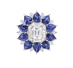 海瑞温斯顿 718 MARBLE MARQUETRY蓝宝石配钻石戒指（大号） 戒指