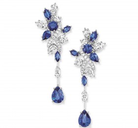 海瑞温斯顿SECRETS高级珠宝系列蓝宝石与钻石耳环 耳饰