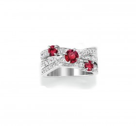 海瑞温斯顿红宝石和钻石戒指 戒指