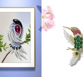 海瑞温斯顿MARVELOUS CREATIONS 高级珠宝Hummingbird胸针官方图