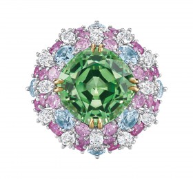 海瑞温斯顿Winston Candy高级珠宝系列沙弗莱石钻石戒指官方图