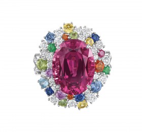 海瑞温斯顿 紫色尖晶石钻石戒指 戒指