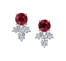 海瑞温斯顿INCREDIBLES高级珠宝系列Cluster红宝石钻石耳环 耳饰