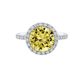 海瑞温斯顿椭圆形切工黄钻极细微密钉镶嵌钻石戒指 戒指