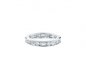 海瑞温斯顿柱镶式圆形明亮式切工钻石和长形切工钻石戒环戒指