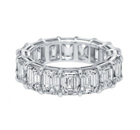 海瑞温斯顿爪镶式祖母绿型切工钻石戒环（17颗钻） 戒指