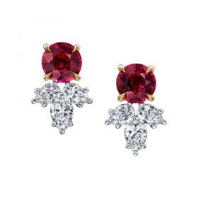 海瑞温斯顿INCREDIBLES高级珠宝系列Cluster红宝石钻石耳环
