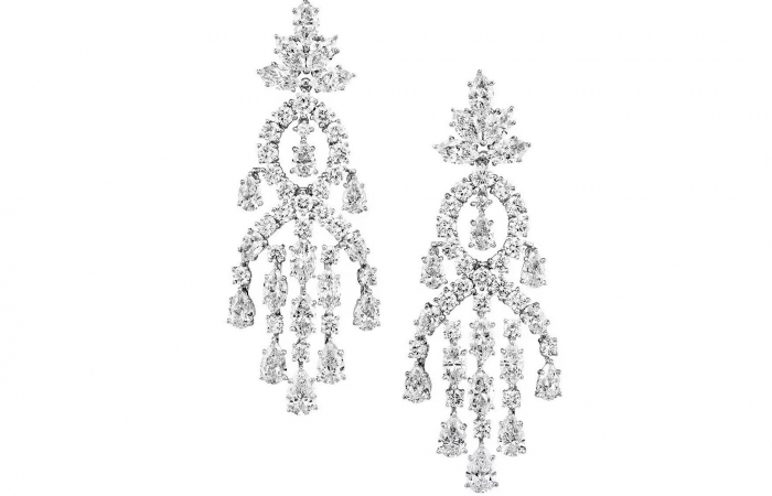 海瑞温斯顿WINSTON CLUSTER珠宝系列经典锦簇Winston Cluster系列垂坠钻石耳环