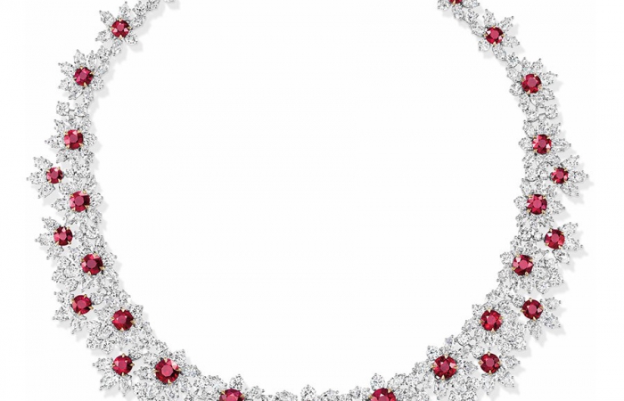 海瑞温斯顿INCREDIBLES高级珠宝系列锦簇镶嵌红宝石钻石项链
