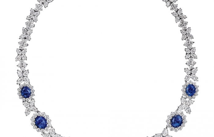 海瑞温斯顿INCREDIBLES高级珠宝系列锦簇镶嵌蓝宝石钻石项链