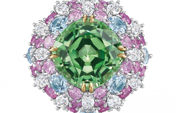 海瑞温斯顿Winston Candy高级珠宝系列沙弗莱石钻石戒指