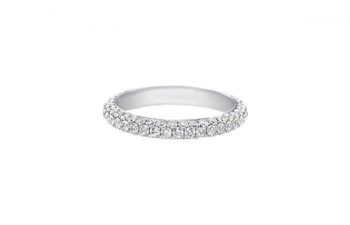 海瑞温斯顿极细微密钉镶嵌穹型钻石戒环