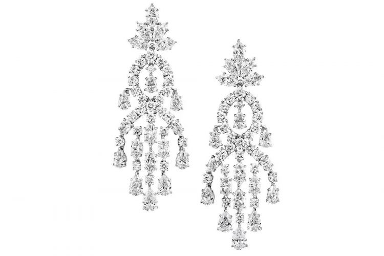 海瑞温斯顿WINSTON CLUSTER珠宝系列经典锦簇Winston Cluster系列垂坠钻石耳环