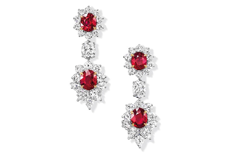 海瑞温斯顿INCREDIBLES高级珠宝系列钻石红宝耳饰