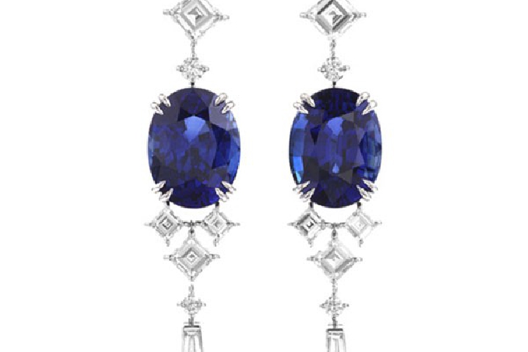 海瑞温斯顿蓝宝石与钻石耳环