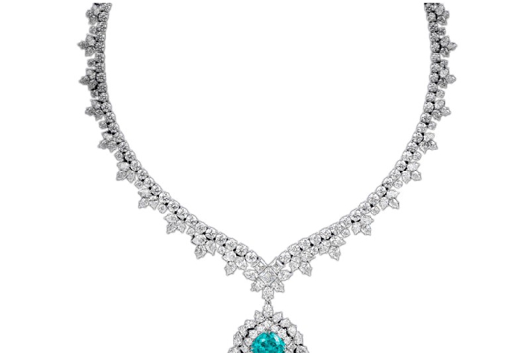 海瑞温斯顿INCREDIBLES高级珠宝系列帕拉伊巴碧玺和钻石项链