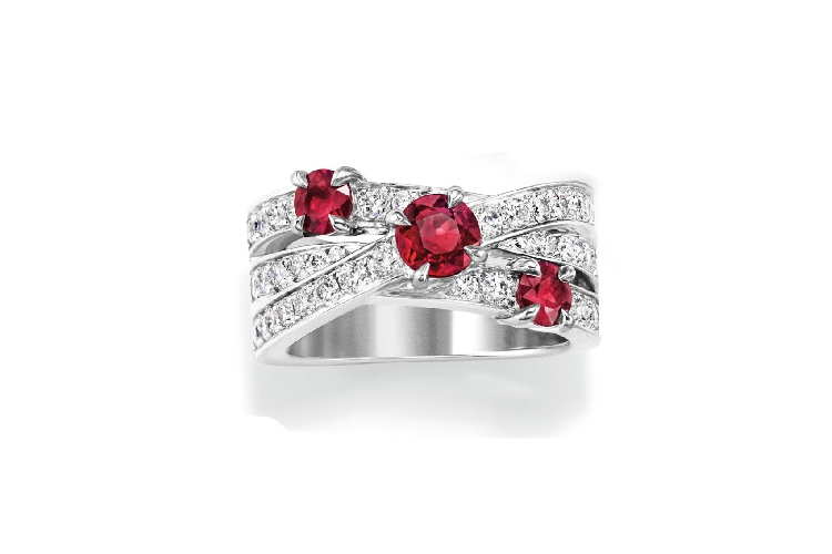 海瑞温斯顿红宝石和钻石戒指