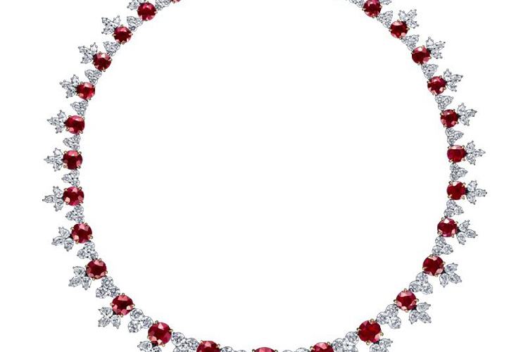 海瑞温斯顿INCREDIBLES高级珠宝系列Cluster红宝石钻石项链