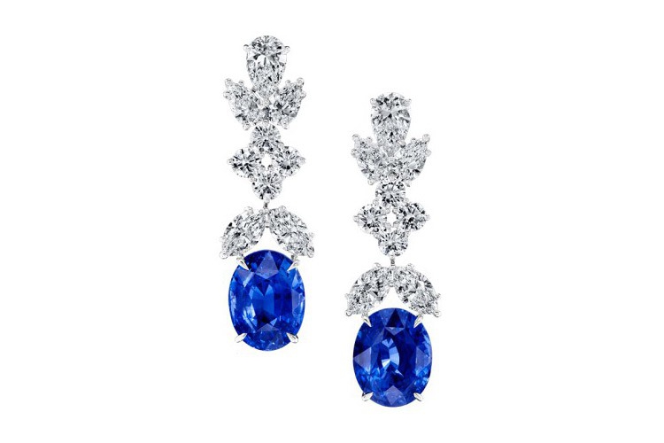 海瑞温斯顿INCREDIBLES高级珠宝系列经典风格蓝宝石钻石耳环