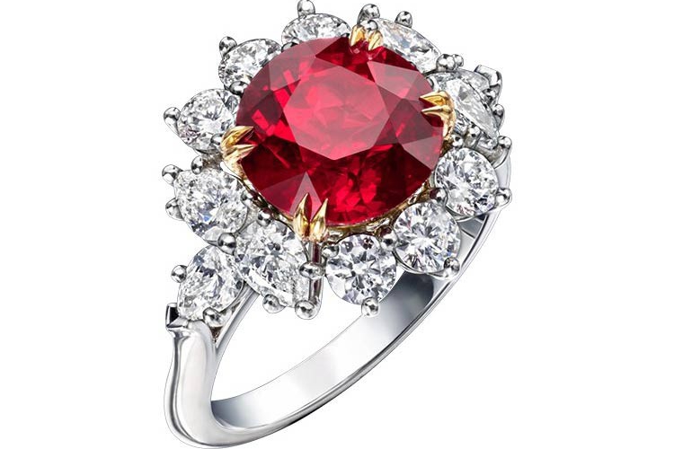 海瑞温斯顿INCREDIBLES高级珠宝系列经典风格红宝石钻石戒指