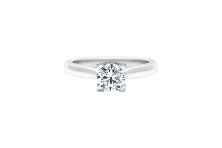 海瑞温斯顿海瑞温斯顿标志圆形明亮式切工钻石订婚戒指