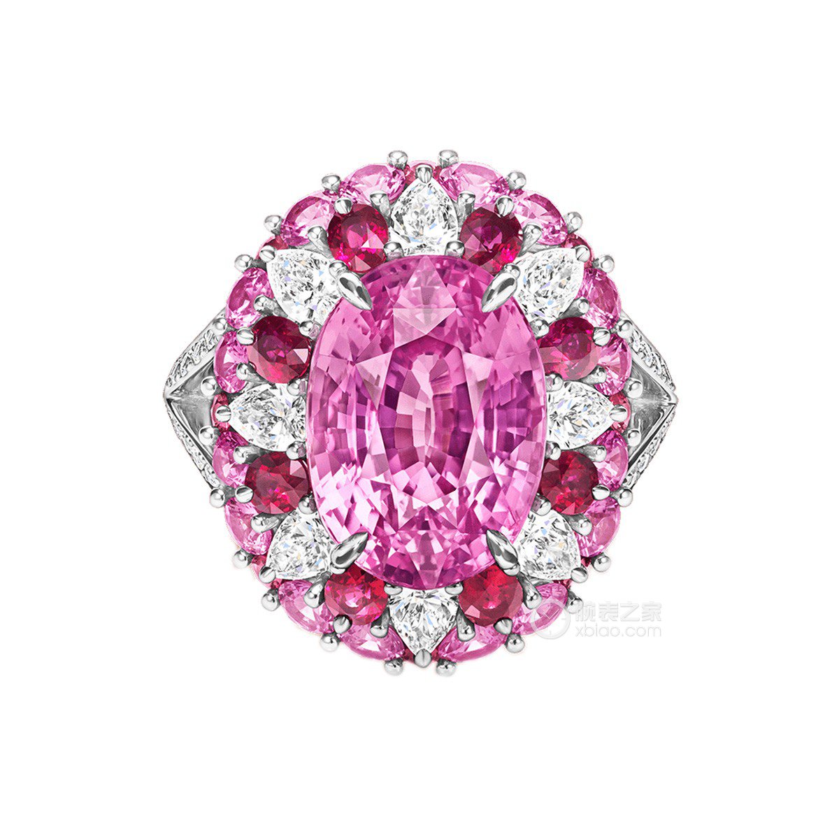 海瑞温斯顿Winston Candy高级珠宝系列粉色蓝宝石配红宝石和钻石戒指戒指