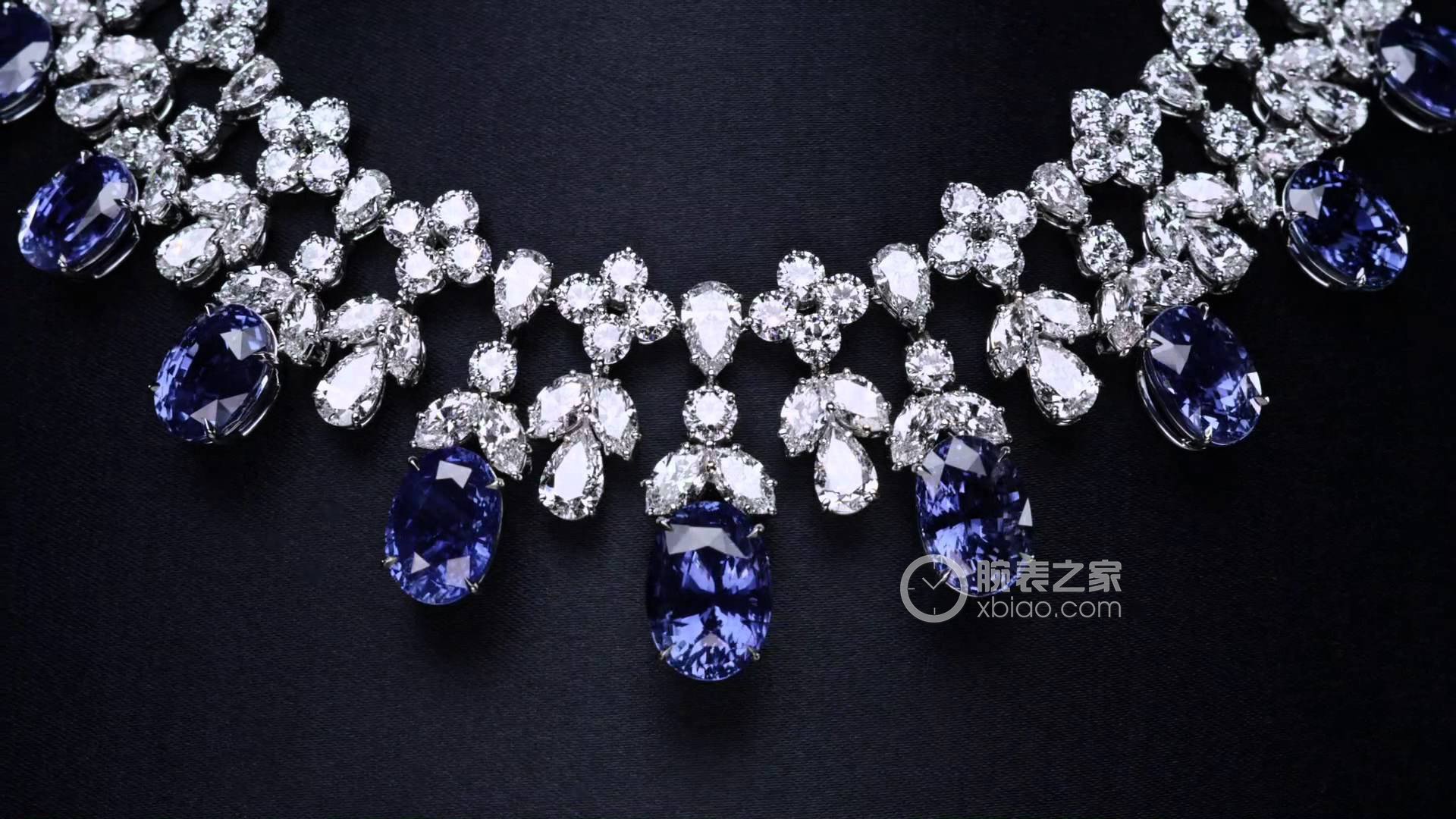 海瑞温斯顿INCREDIBLES高级珠宝系列Cascading 蓝宝石钻石项链项链