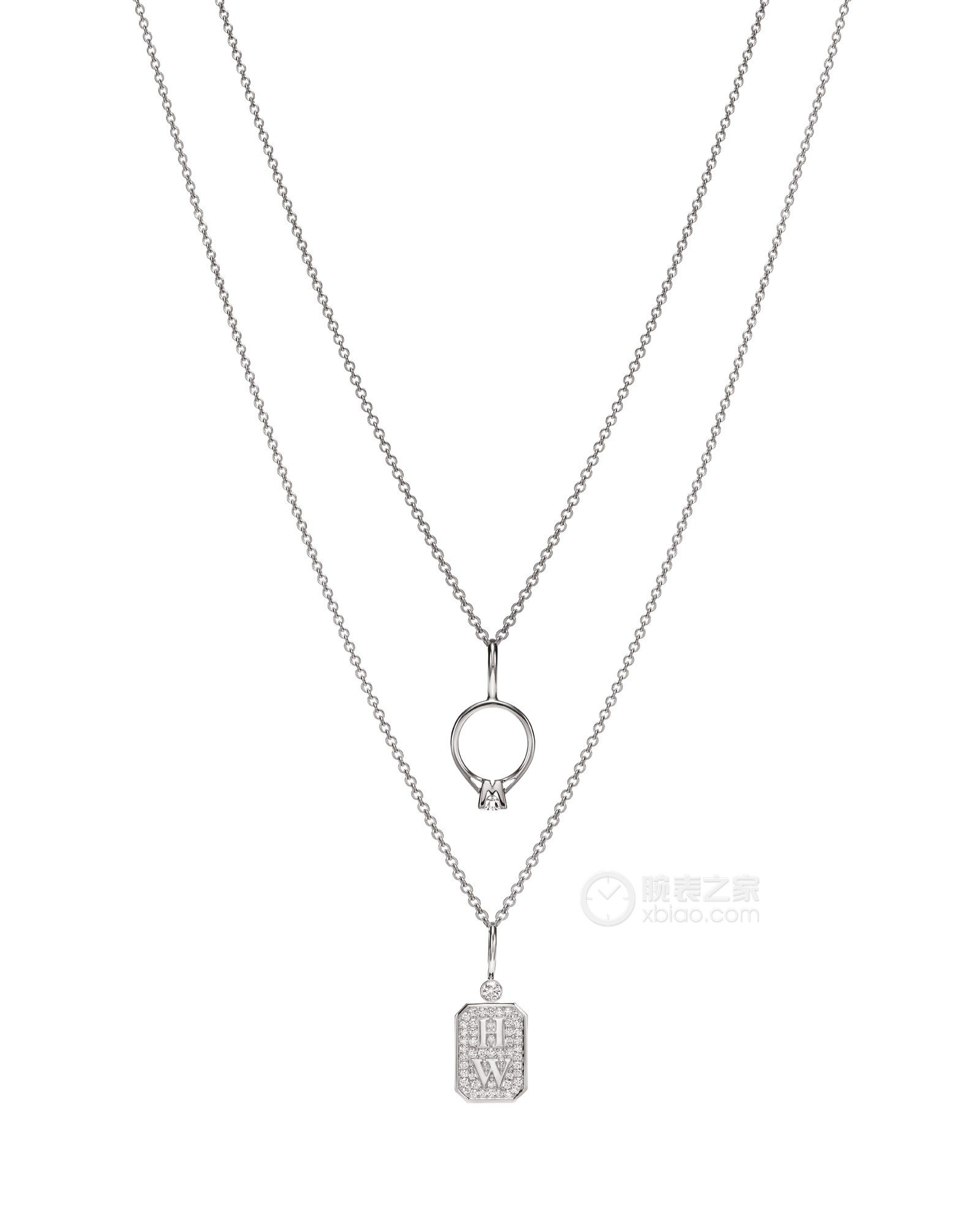 海瑞温斯顿charms珠宝系列 hw logo铂金钻石链坠项链(2 / 10)