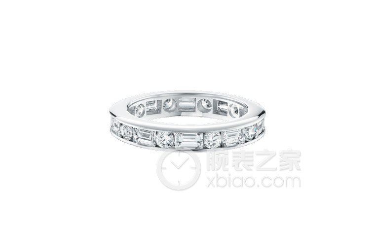 海瑞温斯顿柱镶式圆形明亮式切工钻石和长形切工钻石戒环戒指