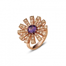 玳美雅PERSEMPRE嵌紫晶和棕色鉆石玫瑰金戒指