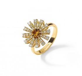 玳美雅 嵌黄水晶和钻石黄金戒指 戒指
