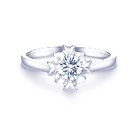 谢瑞麟雪韵晶莹系列18K白色黄金镶嵌钻石戒指