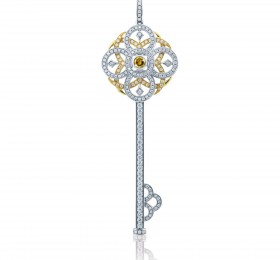 谢瑞麟Key“心之钥匙”系列 18K黄金及白色黄金配镶黄色及白色钻石吊坠（大）吊坠