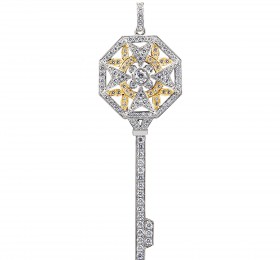 谢瑞麟Key“心之钥匙”系列 18K黄金及白色黄金配镶黄色及白色钻石吊坠吊坠