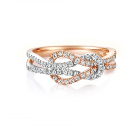谢瑞麟浪漫契约18K白色黄金、玫瑰金镶嵌钻石戒指 戒指