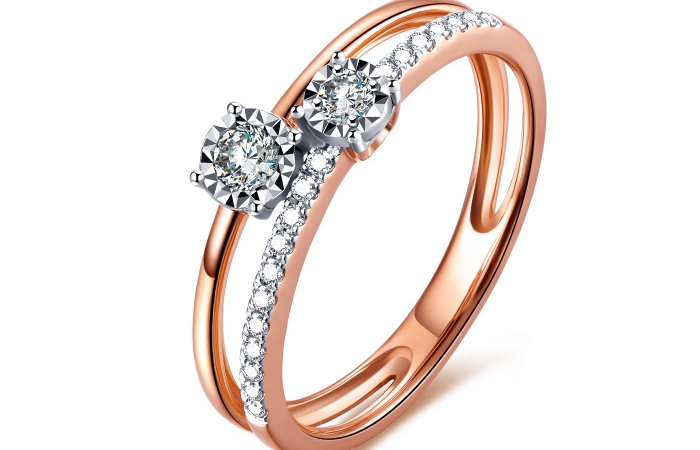 谢瑞麟18K玫瑰金镶嵌钻石系列戒指