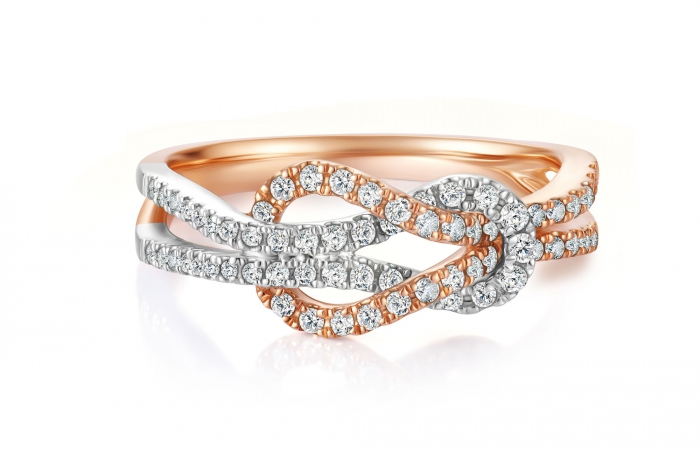 謝瑞麟浪漫契約18K白色黃金、玫瑰金鑲嵌鉆石戒指