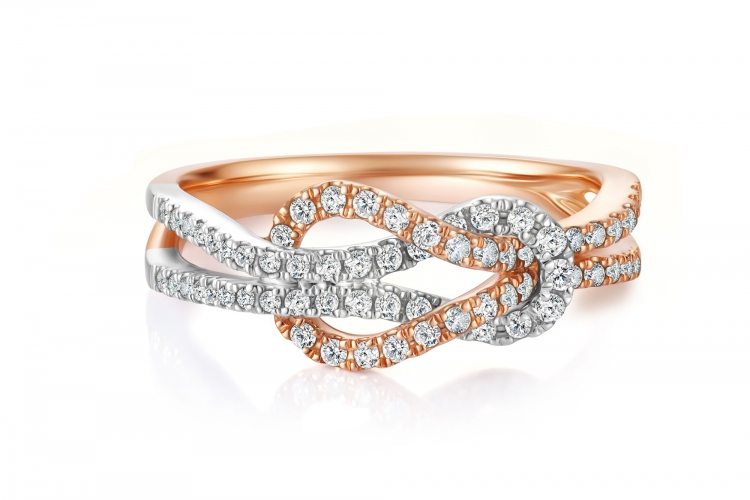 谢瑞麟浪漫契约18K白色黄金、玫瑰金镶嵌钻石戒指