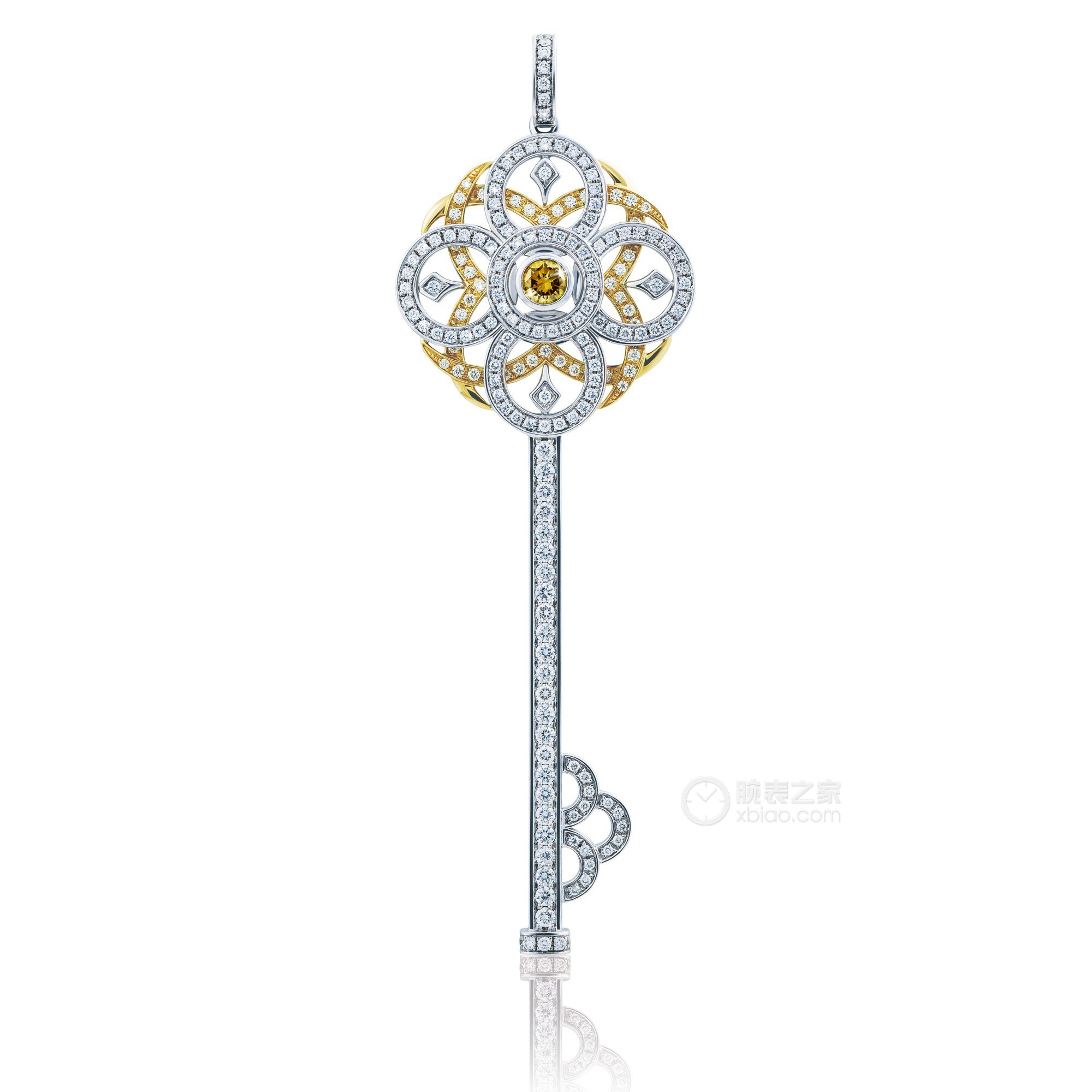 谢瑞麟Key“心之钥匙”系列 18K黄金及白色黄金配镶黄色及白色钻石吊坠（大） 吊坠