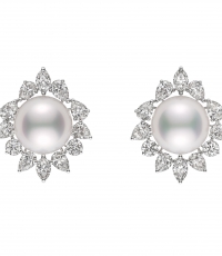 御木本MIKIMOTO 18K白金白南洋珍珠耳环配钻石