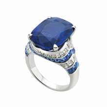 宝格丽蓝宝石钻石戒指